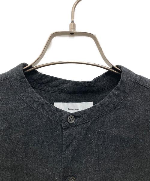 Graphpaper（グラフペーパー）Graphpaper (グラフペーパー) Linen Cupro Oversized Band Collar Shirt/リネン キュプラ オーバーサイズド バンド カラー シャツ ブラック サイズ:Sの古着・服飾アイテム