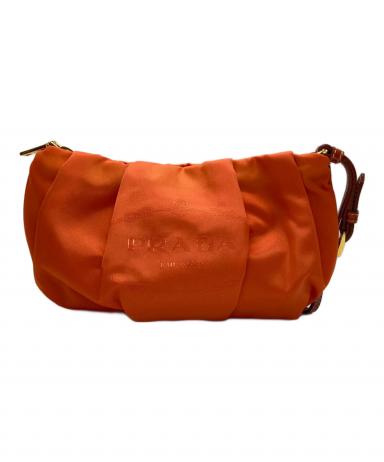 プラダ PRADA ポーチ ナイロン ブラック×オレンジ×グリーン 1NE005 中古・古着通販】PRADA (プラダ) ナイロンポーチ オレンジ｜ブランド