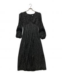 HER LIP TO（ハーリップトゥ）の古着「Lace-Trimmed Pin Dot Dress」｜ブラック