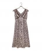 HER LIP TOハーリップトゥ）の古着「Lace Trimmed Floral Dress」｜ブラウン