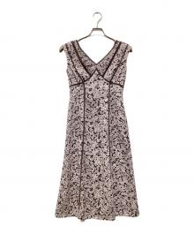 HER LIP TO（ハーリップトゥ）の古着「Lace Trimmed Floral Dress」｜ブラウン