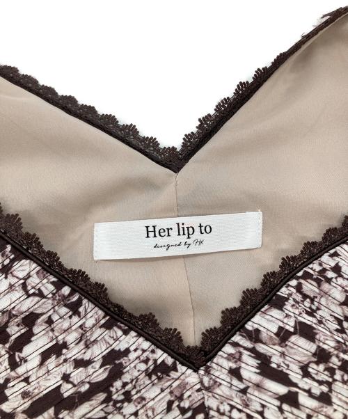 HER LIP TO（ハーリップトゥ）HER LIP TO (ハーリップトゥ) Lace Trimmed Floral Dress ブラウン サイズ:Sの古着・服飾アイテム