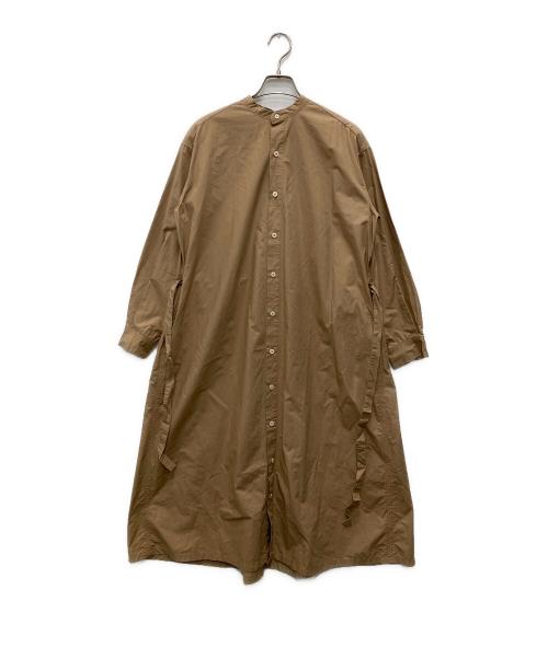 GRANDMA MAMA DAUGHTER（グランマママドーター）GRANDMA MAMA DAUGHTER (グランマママドーター) コットンタイプライター バンドカラー ロングシャツワンピース ベージュの古着・服飾アイテム