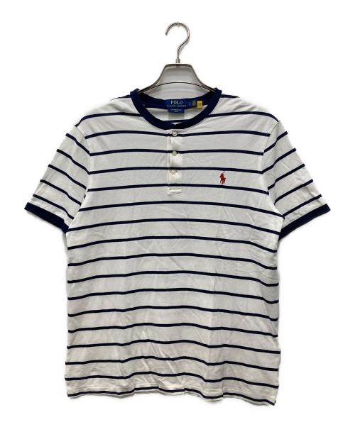 POLO RALPH LAUREN（ポロ・ラルフローレン）POLO RALPH LAUREN (ポロ・ラルフローレン) ポロシャツ ホワイト×ネイビー サイズ:Lの古着・服飾アイテム