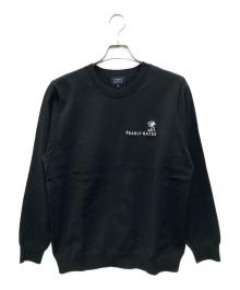 PEARLY GATES（パーリーゲイツ）の古着「14G 部分JQ クルーネック ニットプルオーバー」｜ブラック