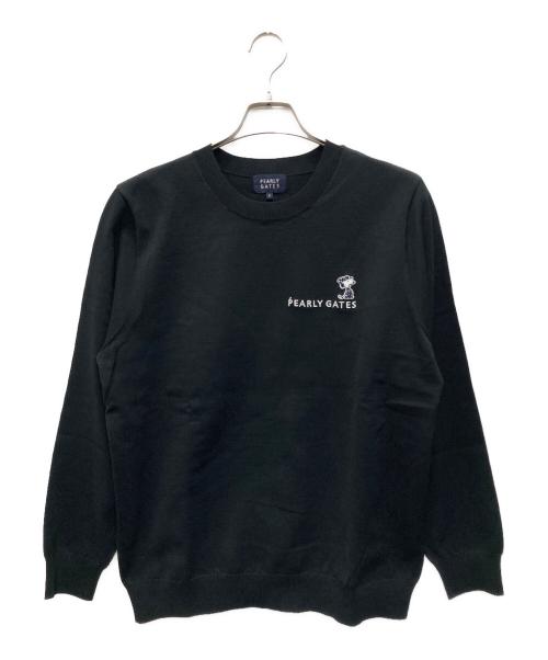 PEARLY GATES（パーリーゲイツ）PEARLY GATES (パーリーゲイツ) 14G 部分JQ クルーネック ニットプルオーバー ブラック サイズ:6 未使用品の古着・服飾アイテム