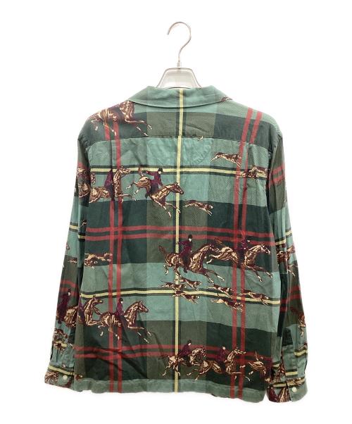 POLO RALPH LAUREN（ポロ・ラルフローレン）POLO RALPH LAUREN (ポロ・ラルフローレン) Classic Fit Equestrian Plaid Twill Shirt/、クラシック フィット エクエストリアン プレイド ツイル シャツ  グリーン サイズ:Ｍの古着・服飾アイテム