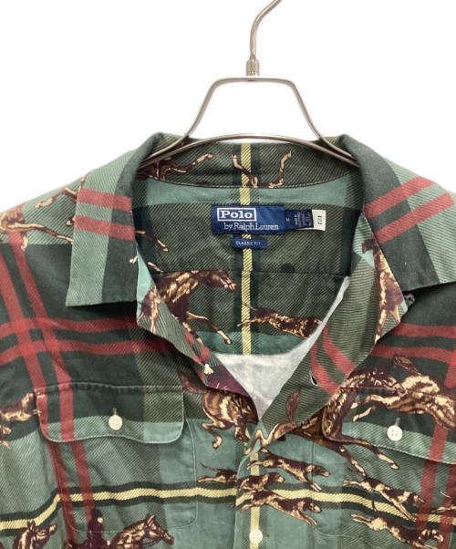 POLO RALPH LAUREN（ポロ・ラルフローレン）POLO RALPH LAUREN (ポロ・ラルフローレン) Classic Fit Equestrian Plaid Twill Shirt/、クラシック フィット エクエストリアン プレイド ツイル シャツ  グリーン サイズ:Ｍの古着・服飾アイテム