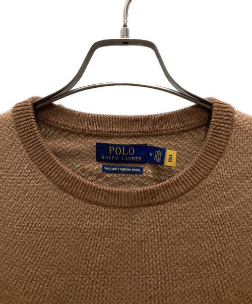 POLO RALPH LAUREN（ポロ・ラルフローレン）POLO RALPH LAUREN (ポロ・ラルフローレン) ヘリンボーンニット ブラウン サイズ:Mの古着・服飾アイテム