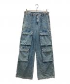 DIESELディーゼル）の古着「P-MIRTA-OUT/ワイドデニムカーゴパンツ」｜ブルー
