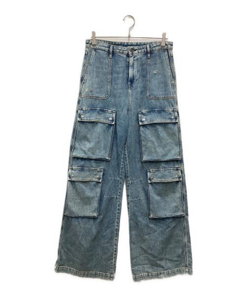 DIESEL（ディーゼル）DIESEL (ディーゼル) P-MIRTA-OUT/ワイドデニムカーゴパンツ ブルー サイズ:W28の古着・服飾アイテム