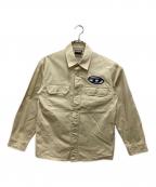 DIESELディーゼル）の古着「S-SAFFEL-MON/オーバルDロゴ刺繍シャツ」｜ベージュ