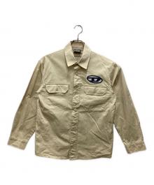 DIESEL（ディーゼル）の古着「S-SAFFEL-MON/オーバルDロゴ刺繍シャツ」｜ベージュ