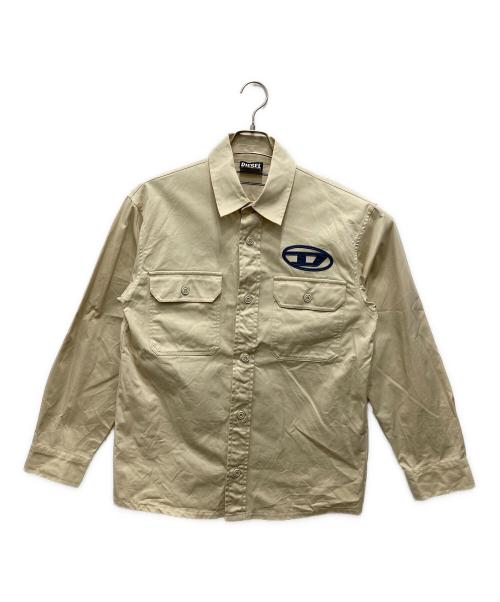 DIESEL（ディーゼル）DIESEL (ディーゼル) S-SAFFEL-MON/オーバルDロゴ刺繍シャツ ベージュ サイズ:Sの古着・服飾アイテム
