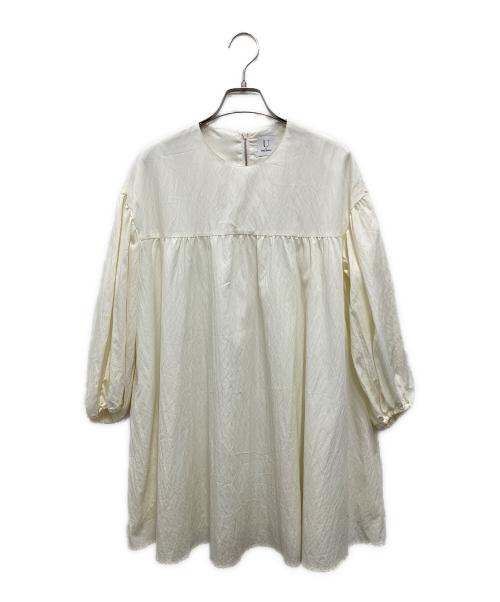 U by SPICK&SPAN（ユー バイ スピック＆スパン）U by Spick&Span (ユー バイ スピック＆スパン) ギャザースリーブ ミニ ワンピース アイボリー サイズ:不明（実寸をご確認ください）の古着・服飾アイテム
