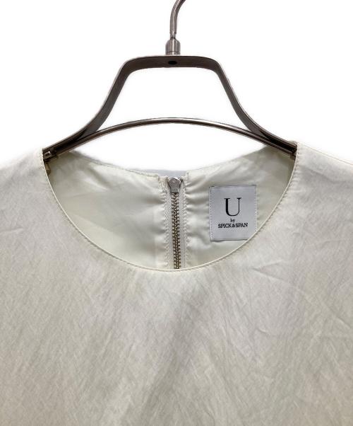 U by SPICK&SPAN（ユー バイ スピック＆スパン）U by Spick&Span (ユー バイ スピック＆スパン) ギャザースリーブ ミニ ワンピース アイボリー サイズ:不明（実寸をご確認ください）の古着・服飾アイテム