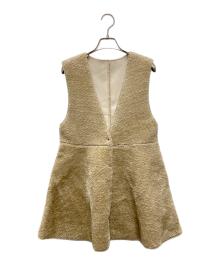 Ameri（アメリ）の古着「BOA V NECK REVERSIBLE PEPLUM VEST」｜ベージュ