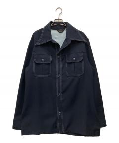 メンズ front11201 オンブレレーヨンチェックシャツ NAVY XL