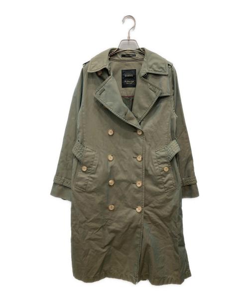 SANYO（サンヨー）SANYO (サンヨー) エイジドクラシックダブルトレンチコート 玉虫色(オリーブ) サイズ:34の古着・服飾アイテム