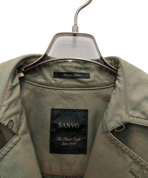 SANYO（サンヨー）SANYO (サンヨー) エイジドクラシックダブルトレンチコート 玉虫色(オリーブ) サイズ:34の古着・服飾アイテム