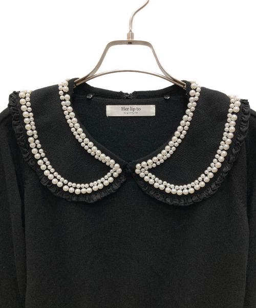 HER LIP TO（ハーリップトゥ）Her lip to (ハーリップトゥ) Rodin Pearl Knit Pullover/ロダン パール ニット プルオーバー ブラック サイズ:sの古着・服飾アイテム