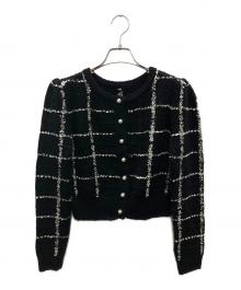 HER LIP TO（ハーリップトゥ）の古着「Bouncy check knit pullover/バウンシー・チェック・ニット・プルオーバー」｜ブラック