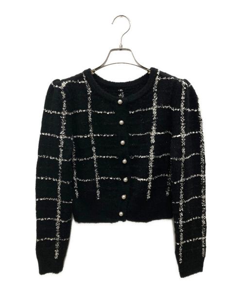 HER LIP TO（ハーリップトゥ）Her lip to (ハーリップトゥ) Bouncy check knit pullover/バウンシー・チェック・ニット・プルオーバー ブラック サイズ:Sの古着・服飾アイテム