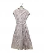 HER LIP TOハーリップトゥ）の古着「Stripe Cotton-Blend Summer Dress」｜ホワイト×ピンク