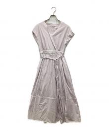 HER LIP TO（ハーリップトゥ）の古着「Stripe Cotton-Blend Summer Dress」｜ホワイト×ピンク