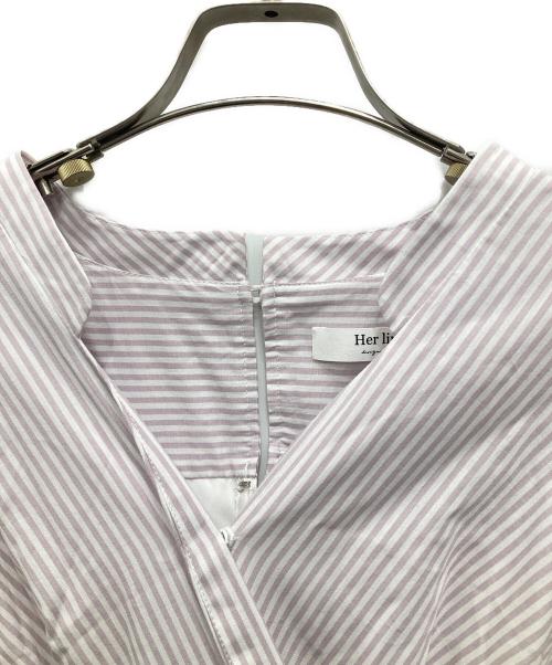 HER LIP TO（ハーリップトゥ）Her lip to (ハーリップトゥ) Stripe Cotton-Blend Summer Dress ホワイト×ピンク サイズ:Sの古着・服飾アイテム