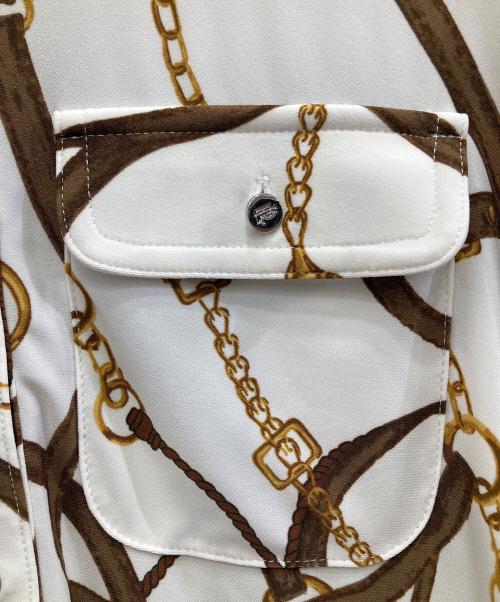 LAUREN RALPH LAUREN（ローレンラルフローレン）LAUREN RALPH LAUREN (ローレンラルフローレン) ベルティングプリントシャツ ブラウン×ホワイト サイズ:XSの古着・服飾アイテム