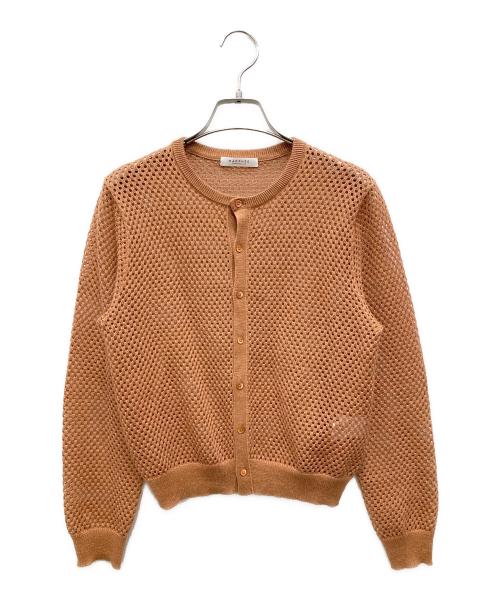 MACPHEE（マカフィー）MACPHEE (マカフィー) リネンメッシュ クルーネックカーディガン ブラウン サイズ:Sの古着・服飾アイテム