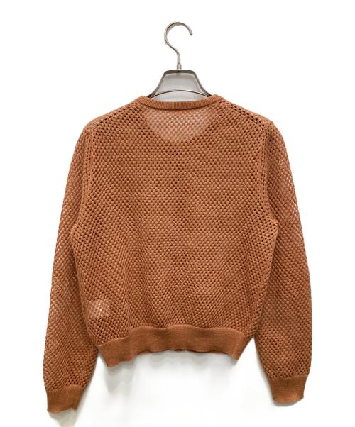 MACPHEE（マカフィー）MACPHEE (マカフィー) リネンメッシュ クルーネックカーディガン ブラウン サイズ:Sの古着・服飾アイテム