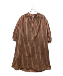6(ROKU) BEAUTY&YOUTH（ロク ビューティーアンドユース）の古着「STRIPE LONG ONE PIECE/ストライプ　ロング　ワンピース」｜ブラウン