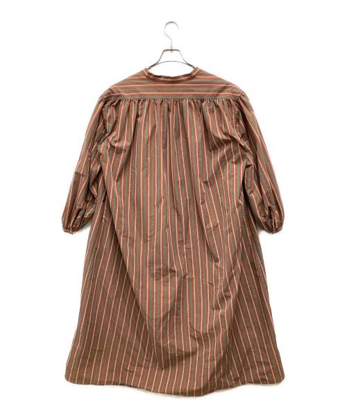 6(ROKU) BEAUTY&YOUTH（ロク ビューティーアンドユース）6(ROKU) BEAUTY&YOUTH (ロク ビューティーアンドユース) STRIPE LONG ONE PIECE/ストライプ　ロング　ワンピース ブラウン サイズ:36の古着・服飾アイテム