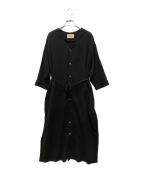 BEAMS BOYビームスボーイ）の古着「コットンドビー7分袖ワンピース」｜ブラック