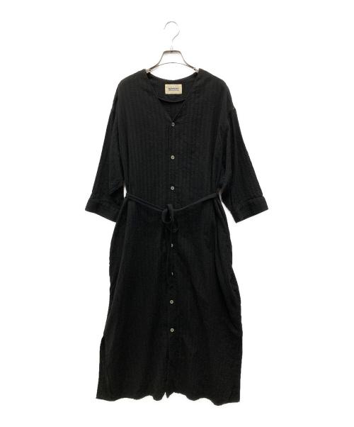 BEAMS BOY（ビームスボーイ）BEAMS BOY (ビームスボーイ) コットンドビー7分袖ワンピース ブラック サイズ:Fの古着・服飾アイテム