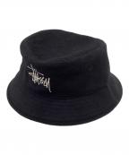 stussyステューシー）の古着「ストックロゴバケットハット」｜ブラック