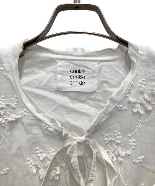 crinkle crinkle crinkle（クリンクル クリンクル クリンクル）crinkle crinkle crinkle (クリンクル クリンクル クリンクル) 3D embroidery blouse/スリーディー エンブロイダリー ブラウス ホワイト サイズ:Fの古着・服飾アイテム