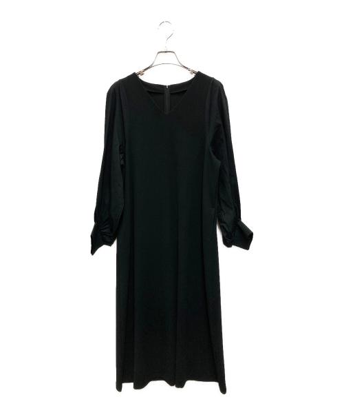 ROPE（ロペ）ROPE (ロペ) 袖ボリューム切り替えVネックワンピース ブラック サイズ:38 未使用品の古着・服飾アイテム