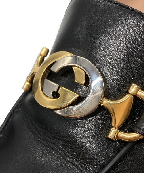 GUCCI（グッチ）GUCCI (グッチ) インターロッキングG ズゥミ ミッドヒールローファー ブラック サイズ:37 1/2の古着・服飾アイテム