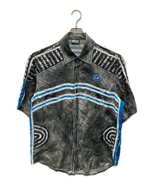 DIESEL（ディーゼル）DIESEL (ディーゼル) S/S トロンプルイユシャツ グレー×ブルー サイズ:50の古着・服飾アイテム