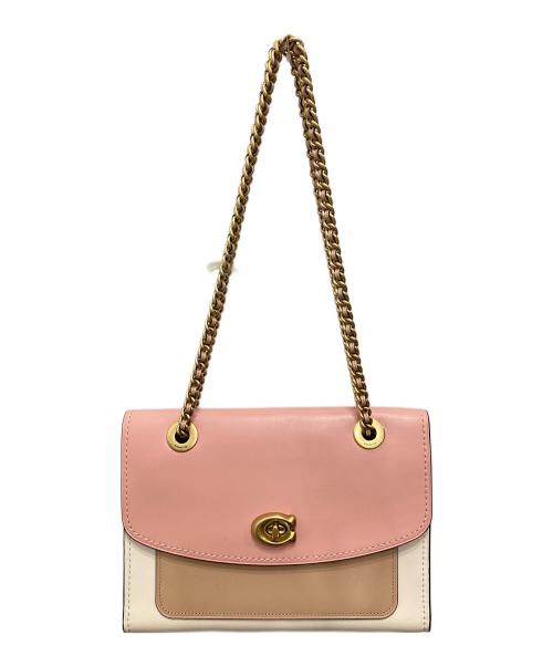 COACH（コーチ）COACH (コーチ) レザーショルダーバッグ ピンクの古着・服飾アイテム