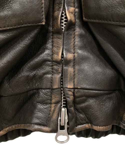 BEAMS（ビームス）BEAMS (ビームス) ユーズド加工レザーショートブルゾン ブラウン サイズ:Mの古着・服飾アイテム