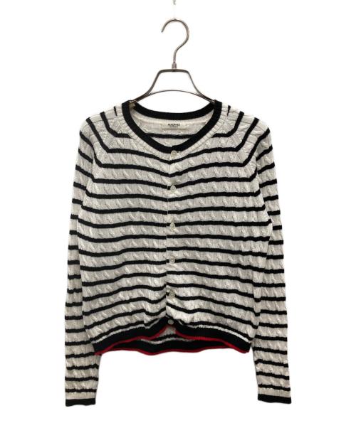 MACPHEE（マカフィー）MACPHEE (マカフィー) ギザケーブル クルーネックカーディガン ホワイト×ブラック サイズ:Sの古着・服飾アイテム