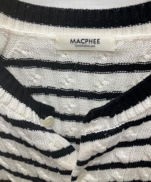 MACPHEE（マカフィー）MACPHEE (マカフィー) ギザケーブル クルーネックカーディガン ホワイト×ブラック サイズ:Sの古着・服飾アイテム