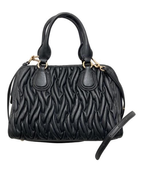 COACH（コーチ）COACH (コーチ) サッチェルギャザードレザーハンドバッグ ブラックの古着・服飾アイテム
