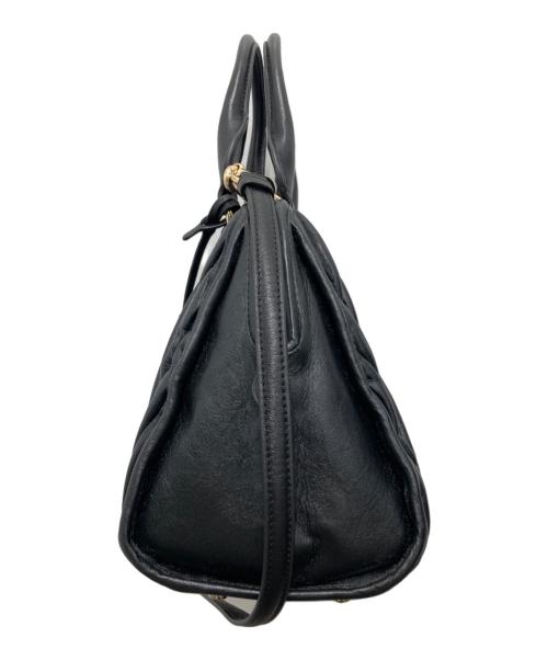 COACH（コーチ）COACH (コーチ) サッチェルギャザードレザーハンドバッグ ブラックの古着・服飾アイテム