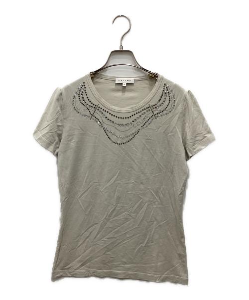 CELINE（セリーヌ）CELINE (セリーヌ) ビジューカットソー ベージュ サイズ:Mの古着・服飾アイテム