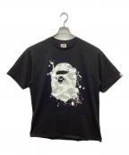 BAPE BY A BATHING APEベイプバイアベイシングエイプ）の古着「City Camo Painting Ape Head Tee/シティ カモ ペインティング エイプ ヘッド ティー」｜ブラック
